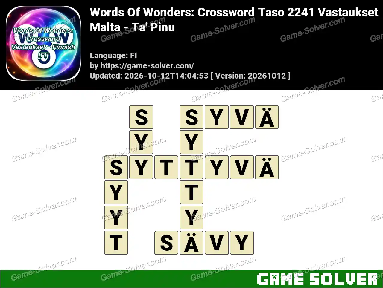 Words Of Wonders: Crossword Taso 2241 Vastaukset – Malta – Ta’ Pinu